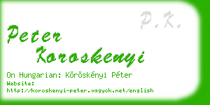 peter koroskenyi business card