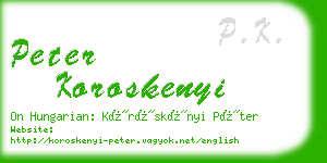 peter koroskenyi business card